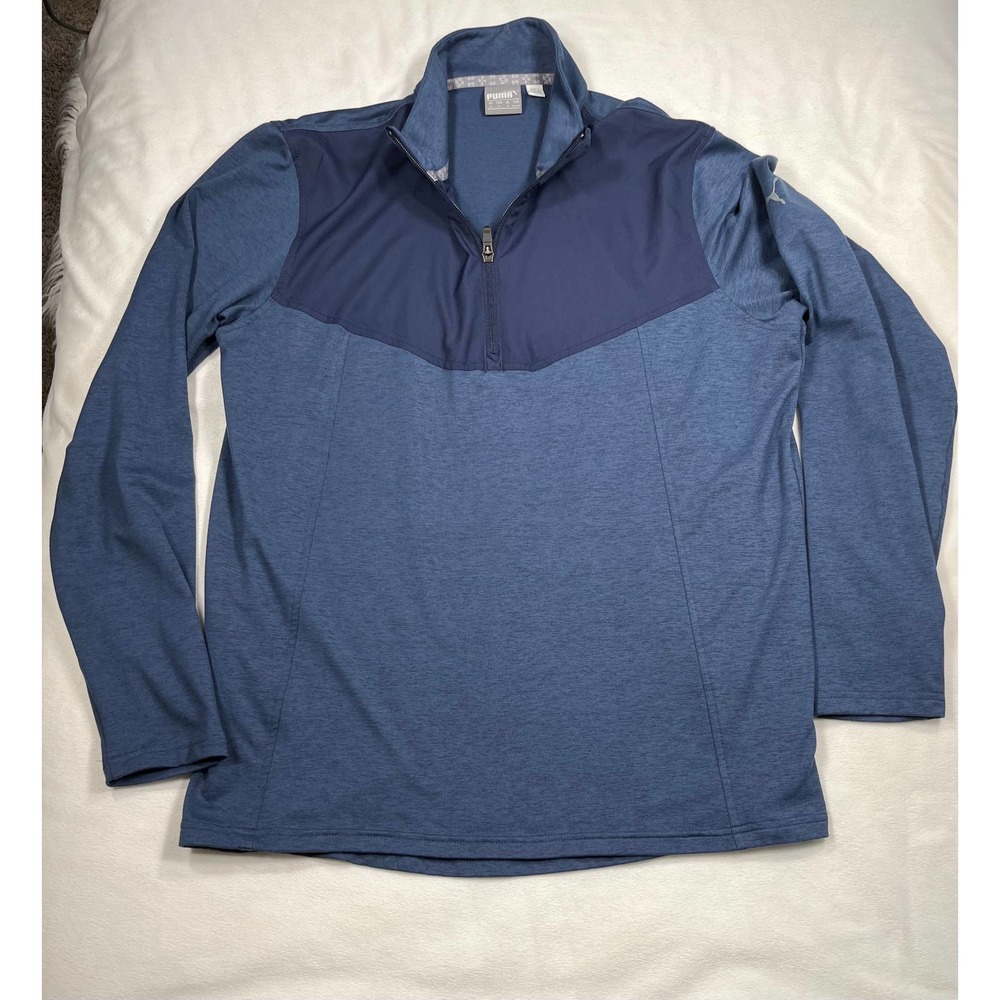 Puma Men's 1/4 Zip Pullover Sweatshirt Size S Blue High Neck Long Sleeve